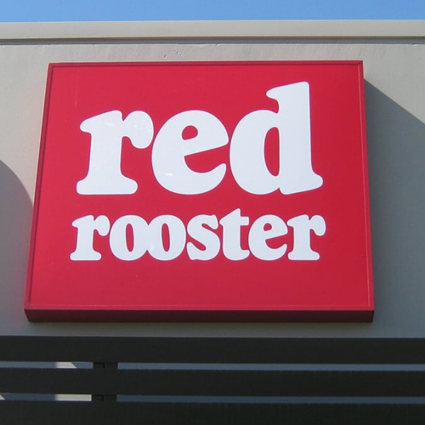 red rooster business signage