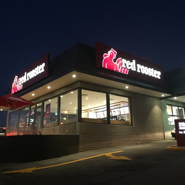 red rooster illuminated signage